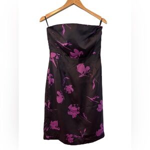 Banana Republic Factory Black & Purple Strapless Moody Cocktail Dress Size 6
